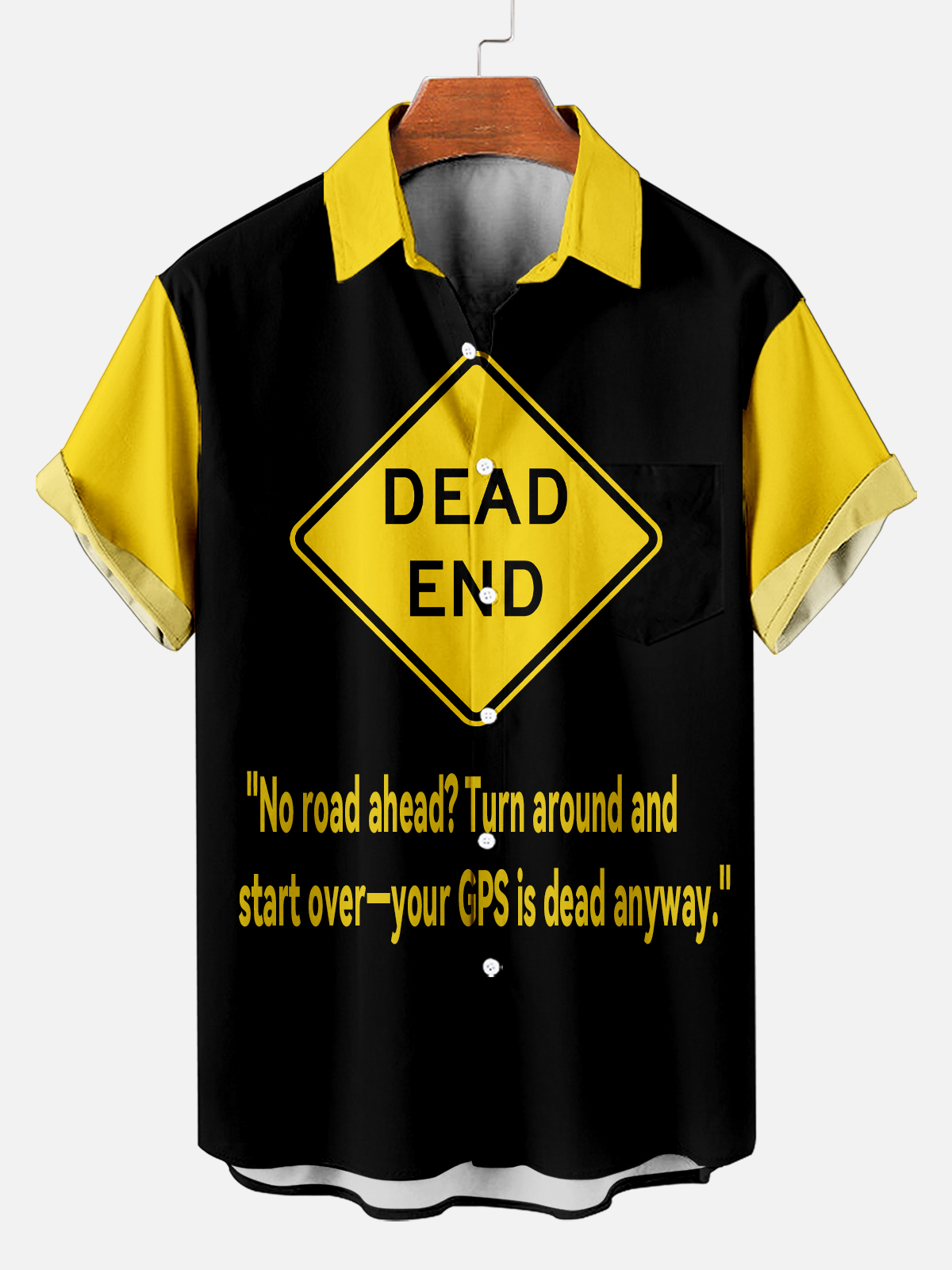 Men's Fun Slogan Graphic Contrast Short Sleeve Shirt