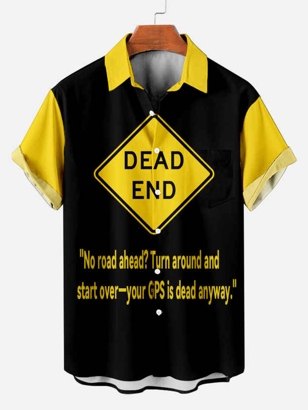 Men's Fun Slogan Graphic Contrast Short Sleeve Shirt