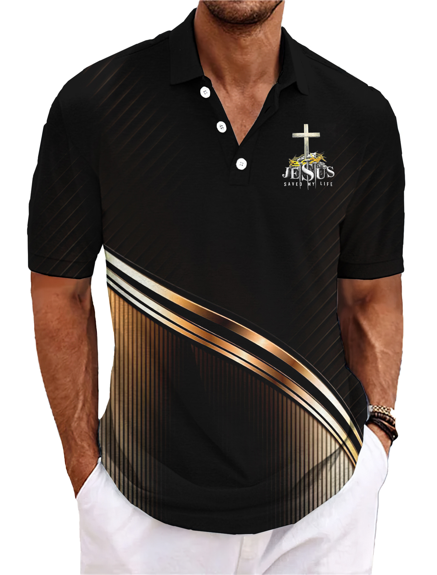 Stylish Blue Print Cotton Linen Shirt