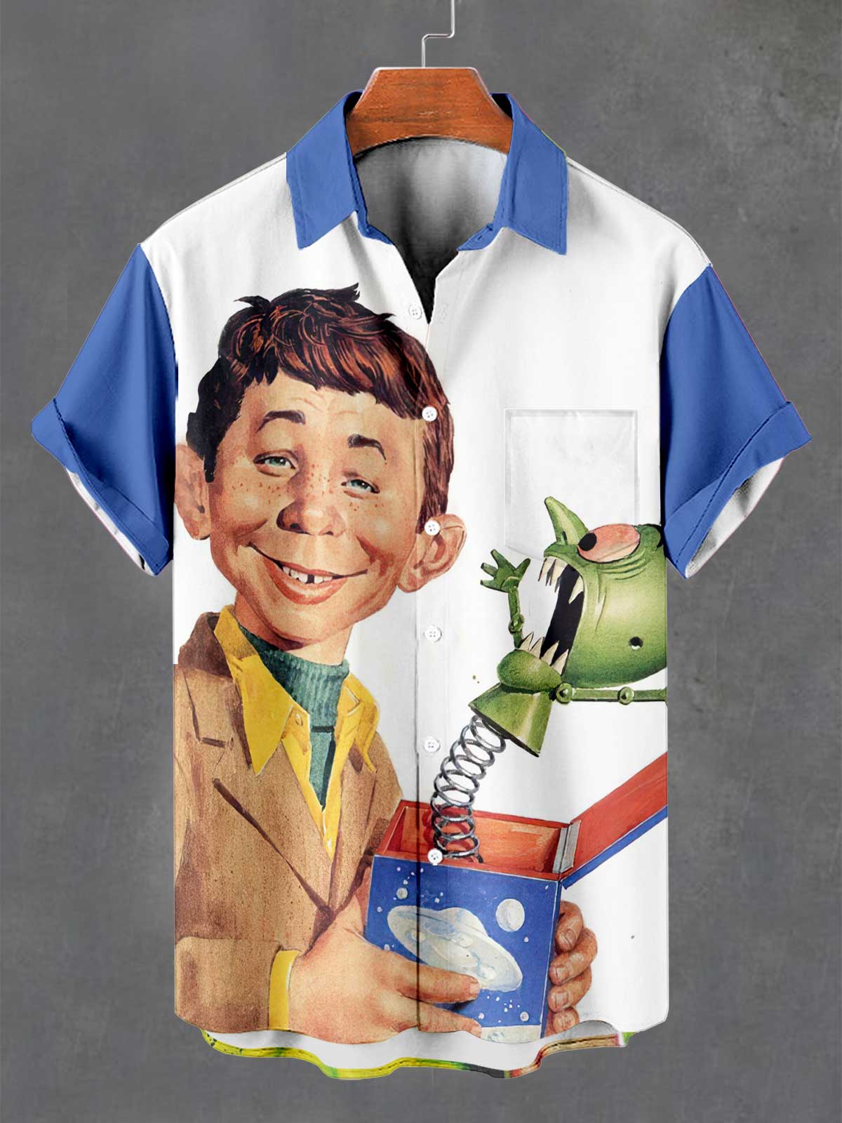 Men's Retro Anime Illustration Short Sleeve Shirt