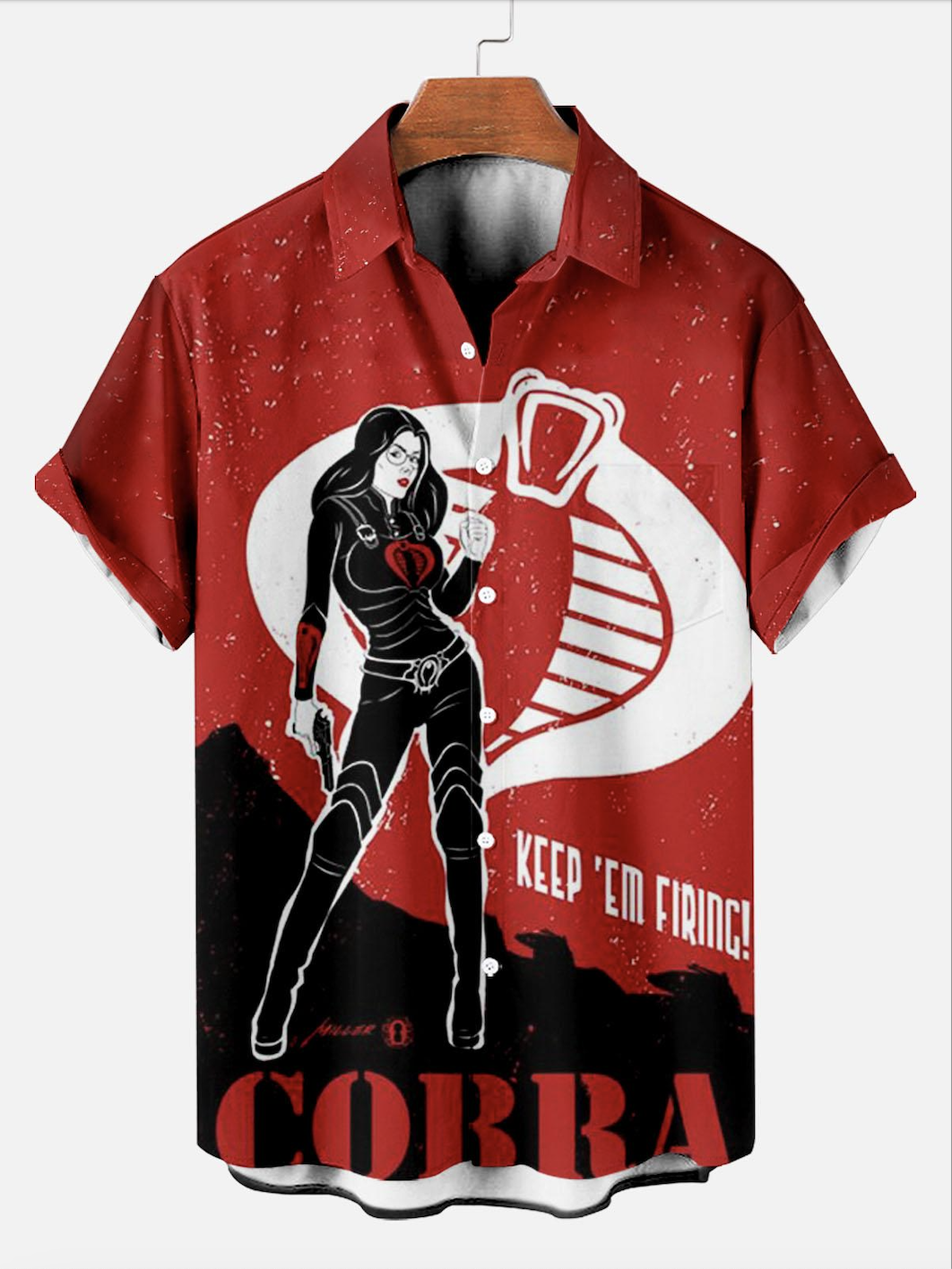 Men's Classic Retro War Cartoon Short Sleeve Shirt