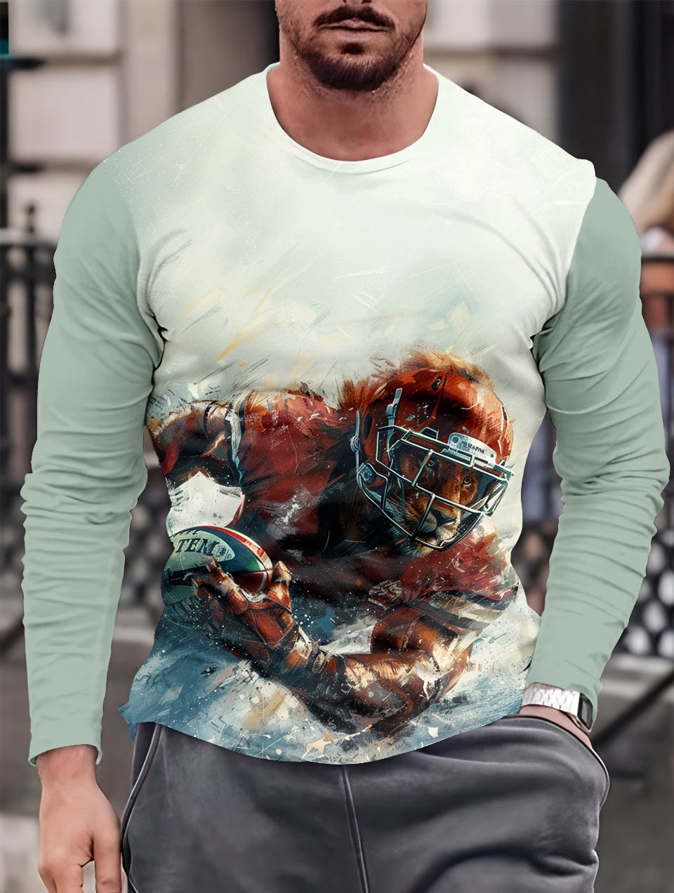 Men's Casual Cartoon Graphic Long Sleeve T-Shirt