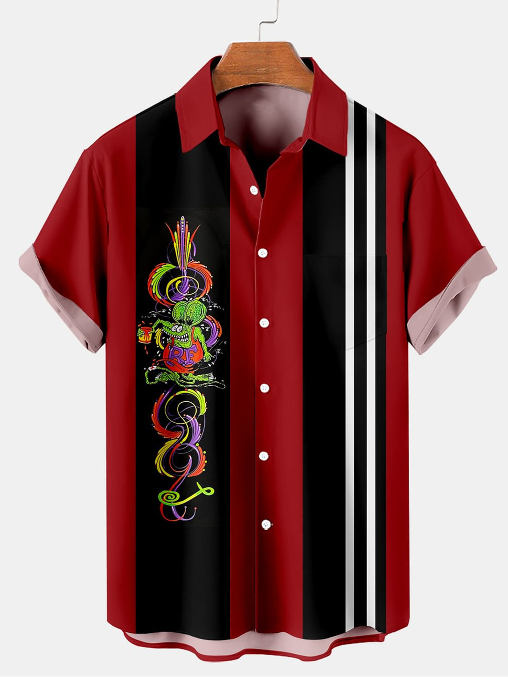 Men's Nostalgic Anime Character Retro Car Short Sleeve Shirt