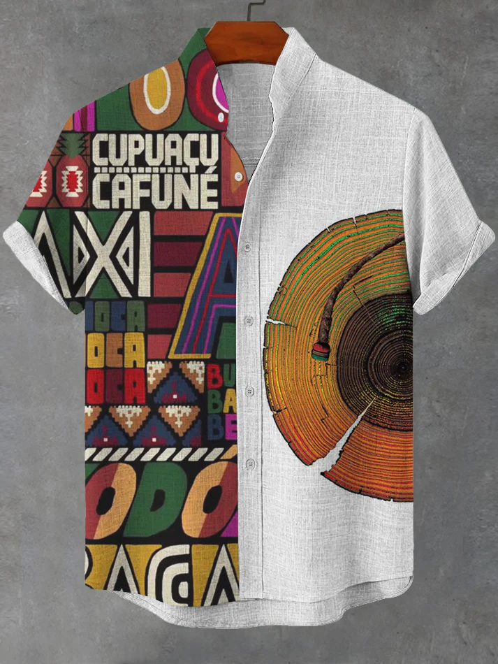 Retro Ethnic Tribal Pattern Short Sleeve Shirt