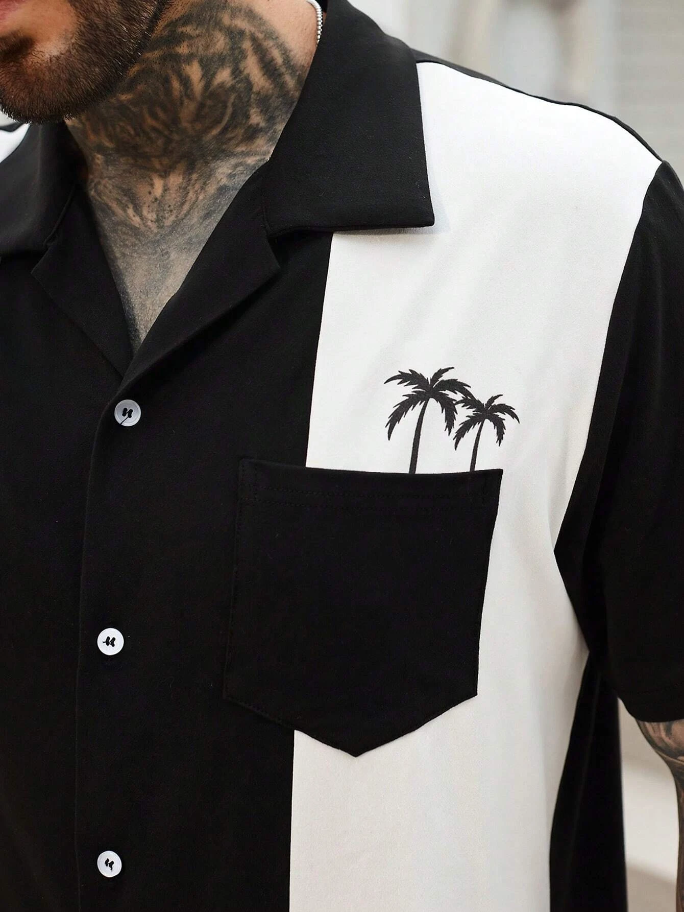 Suitmens Men's Hawaiian Print Short Sleeve Shirt Set 008