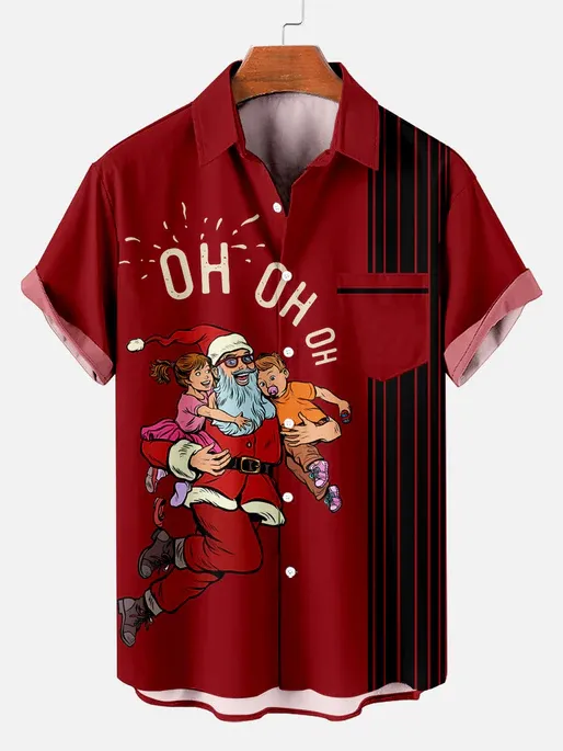 Men's Christmas Funny Graphic Short Sleeve Shirt