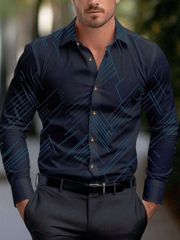 Men's Plaid Business Long Sleeve Shirt
