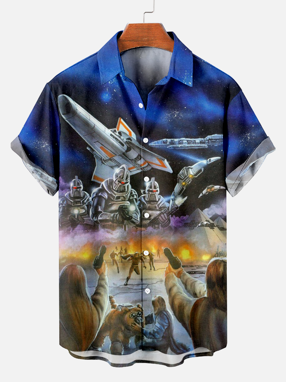 Classic Movie pattern short sleeved shirt