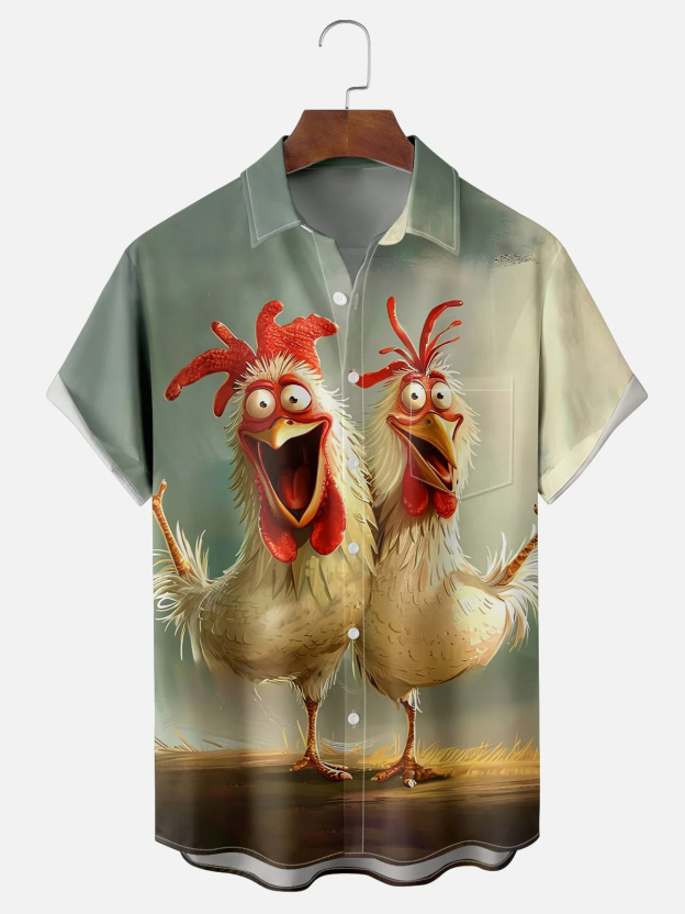 [Copy]Men's Classic Movie Godfather Animal Fun Graphic Short Sleeve Shirt