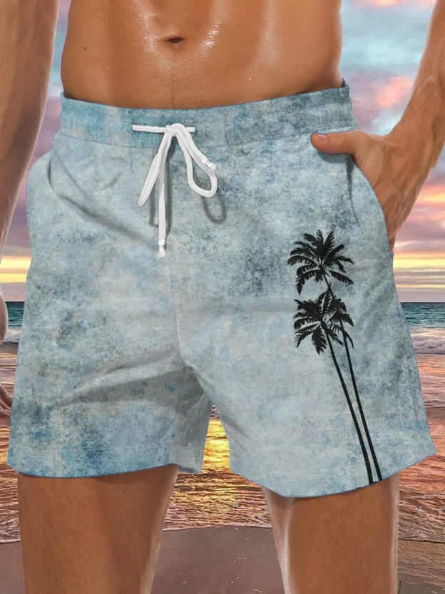 Men's Coconut Tree Element Graphic Print Casual Vacation Beach Shorts
