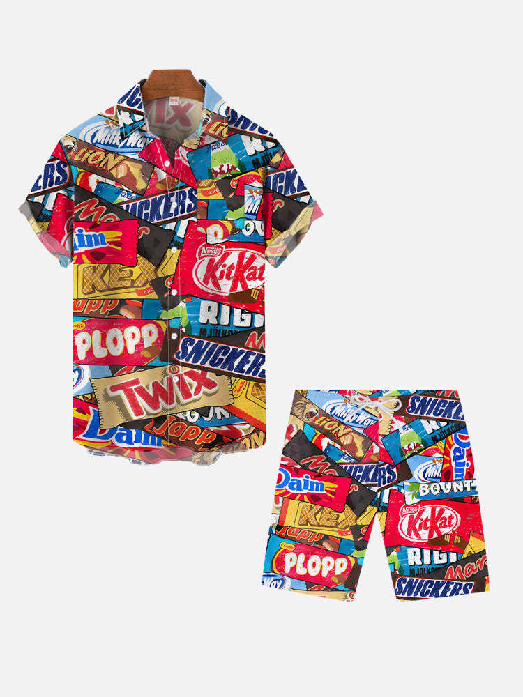Colorful Hand-Painted Candy Wrapper Patchwork Printing Shorts