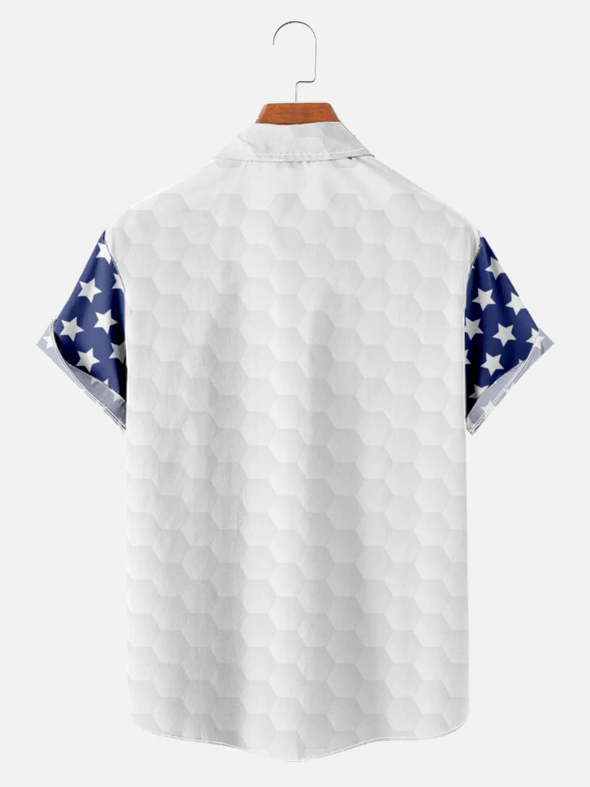 Men's American Flag Day Patchwork Art Creative Design Short Sleeve Shirt