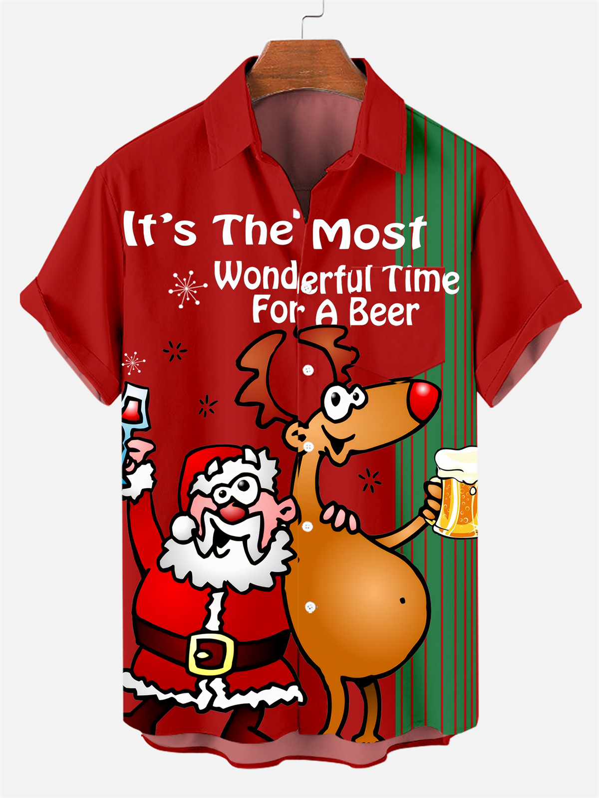 Men's Christmas The Most Wonderful Time For Drink Together Short-Sleeved Shirt  0526