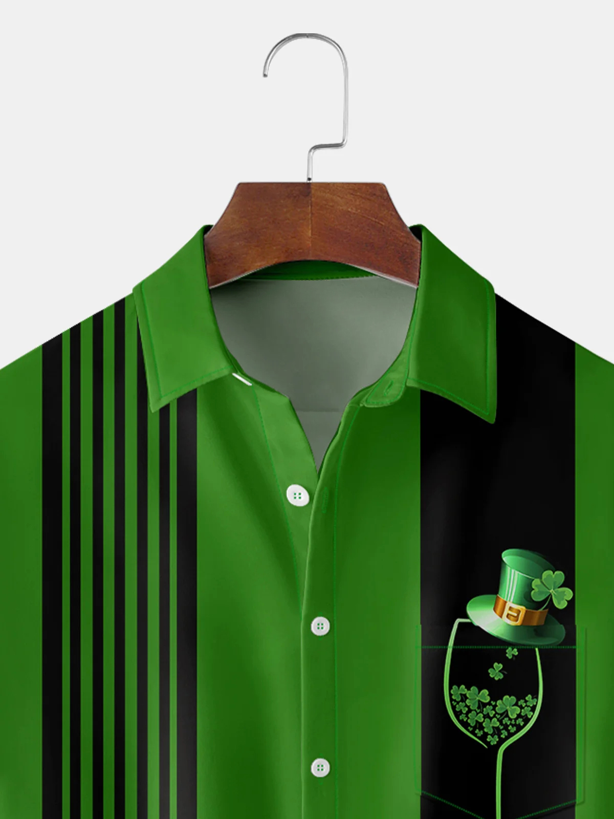 Men's St. Patrick's Cup Holiday Short Sleeve Pocket Bowling Shirt