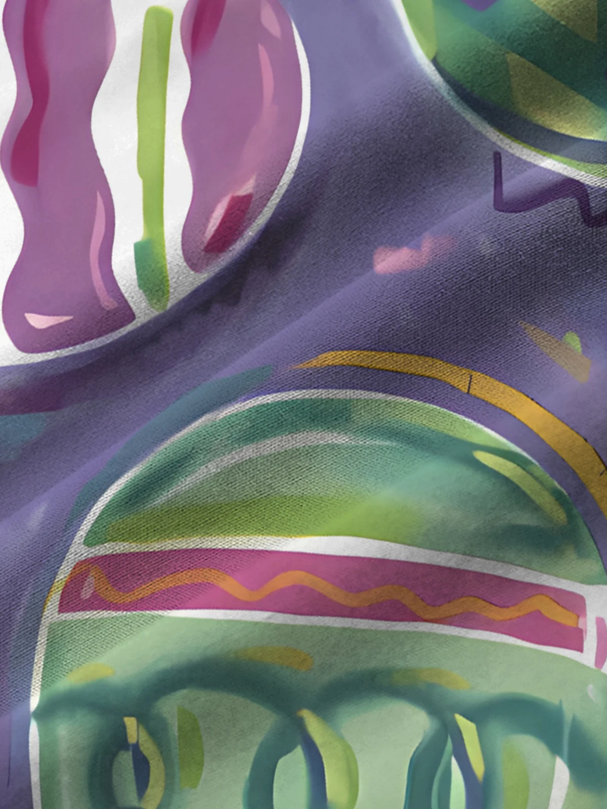 Men's Easter egg print pocket flip collar holiday shirt