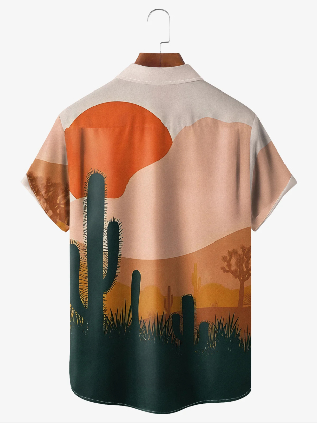 Men's Retro Western Cowgirl Casual Short Sleeved Pocket Shirt