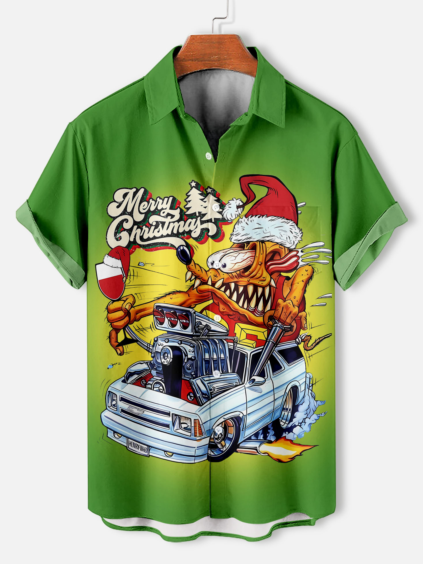 Men's Christmas Cartoon Graphic Short Sleeve Shirt