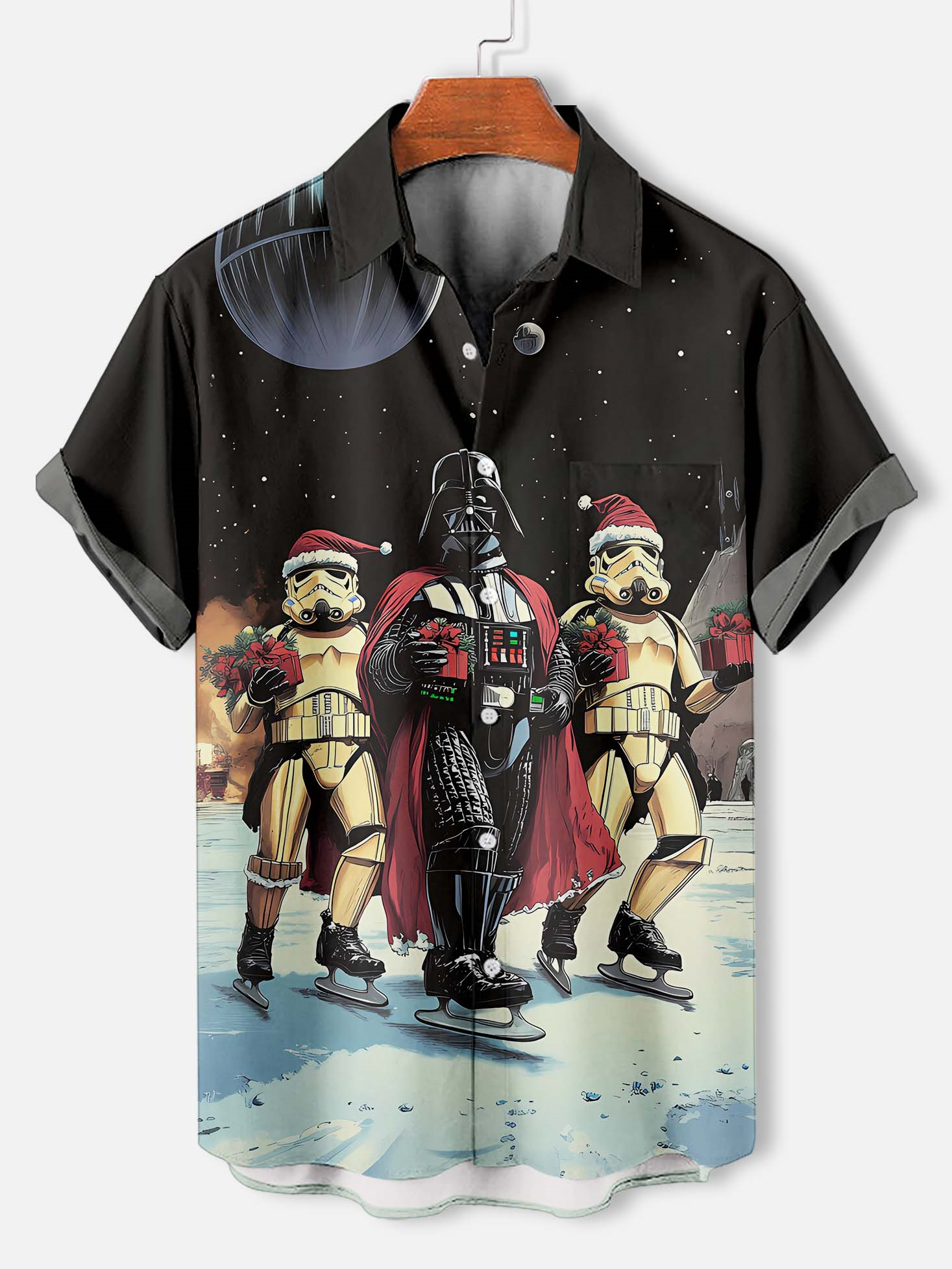 Men's Classic Movie Christmas Graphic Short Sleeve Shirt