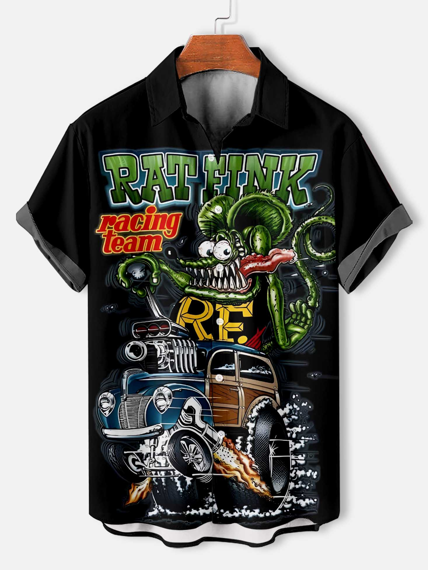 Men's Cartoon Car Graphic Short Sleeve Shirt
