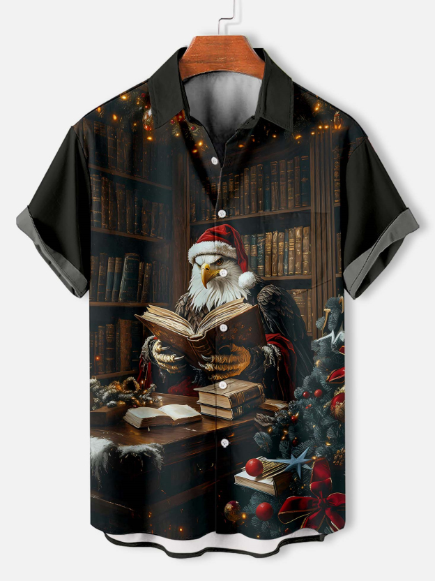 Men's Christmas Animal Graphic Short Sleeve Shirt