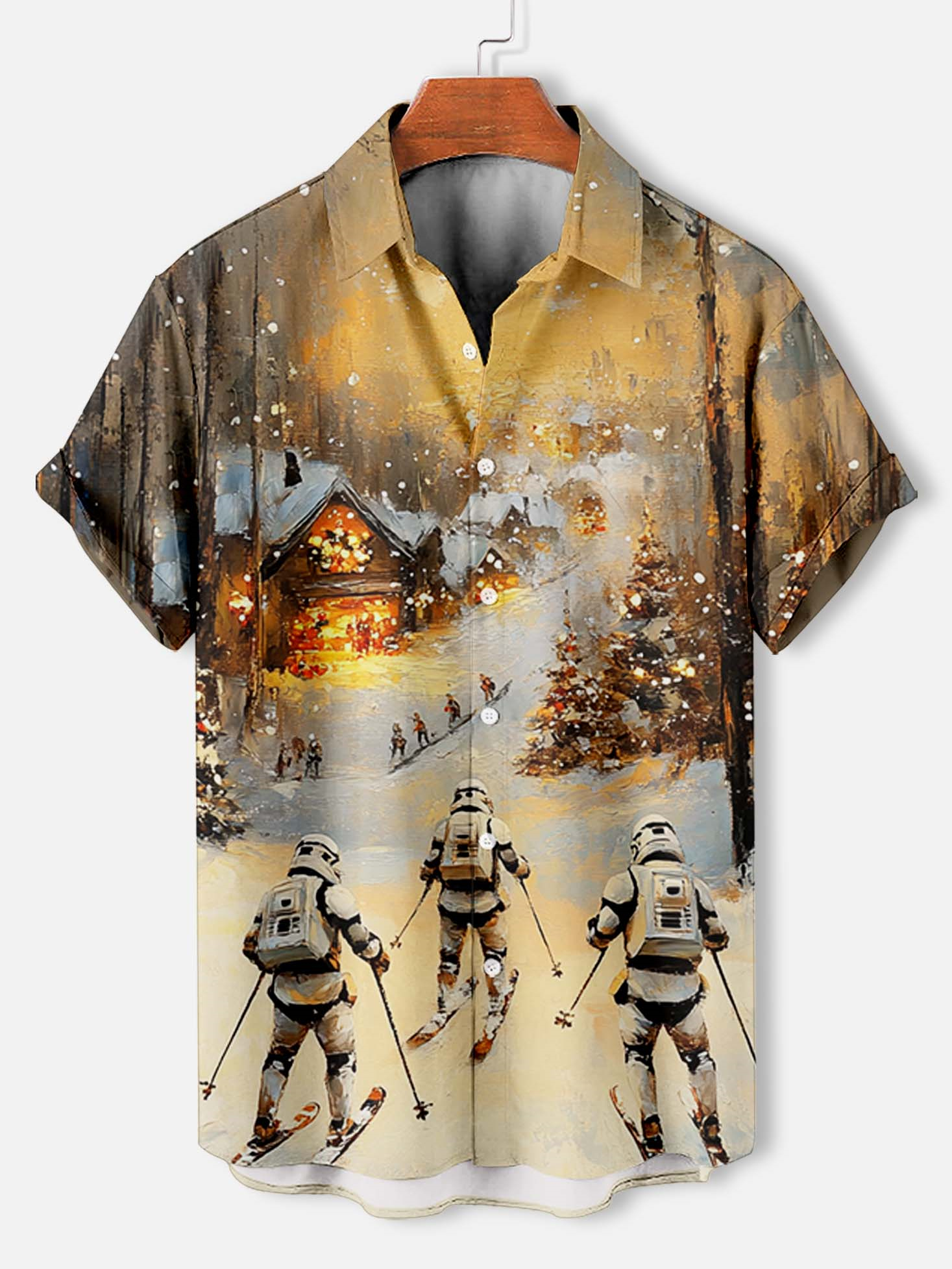 Men's Classic Movie Christmas Graphic Short Sleeve Shirt