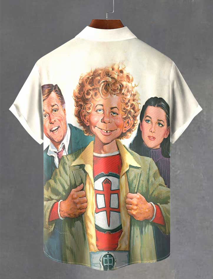 Men's Retro Anime Illustration Short Sleeve Shirt