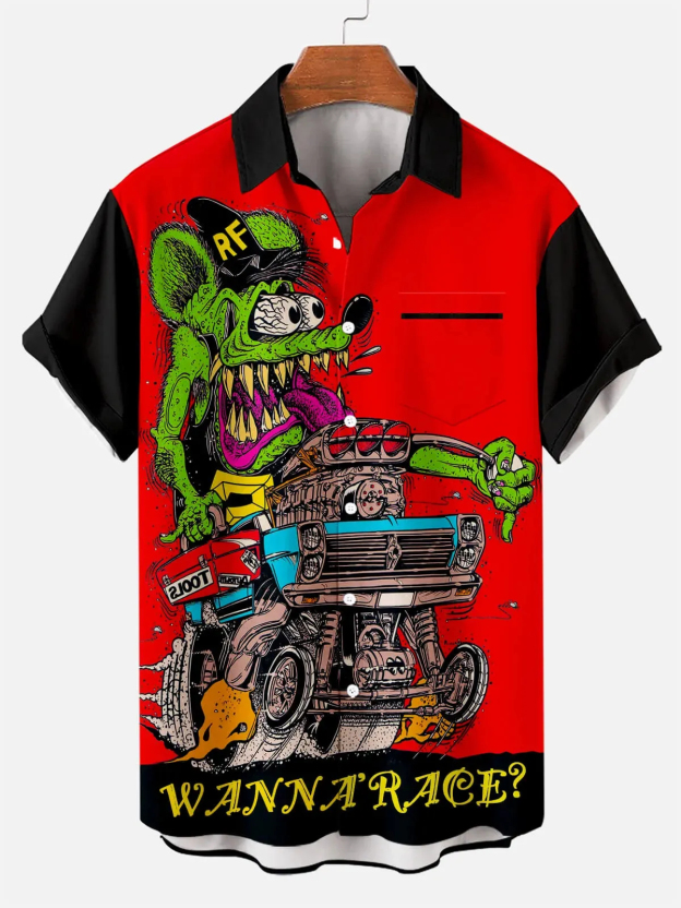 Men's Retro Comic Cartoon Classic Character Graphic Short Sleeve Shirt