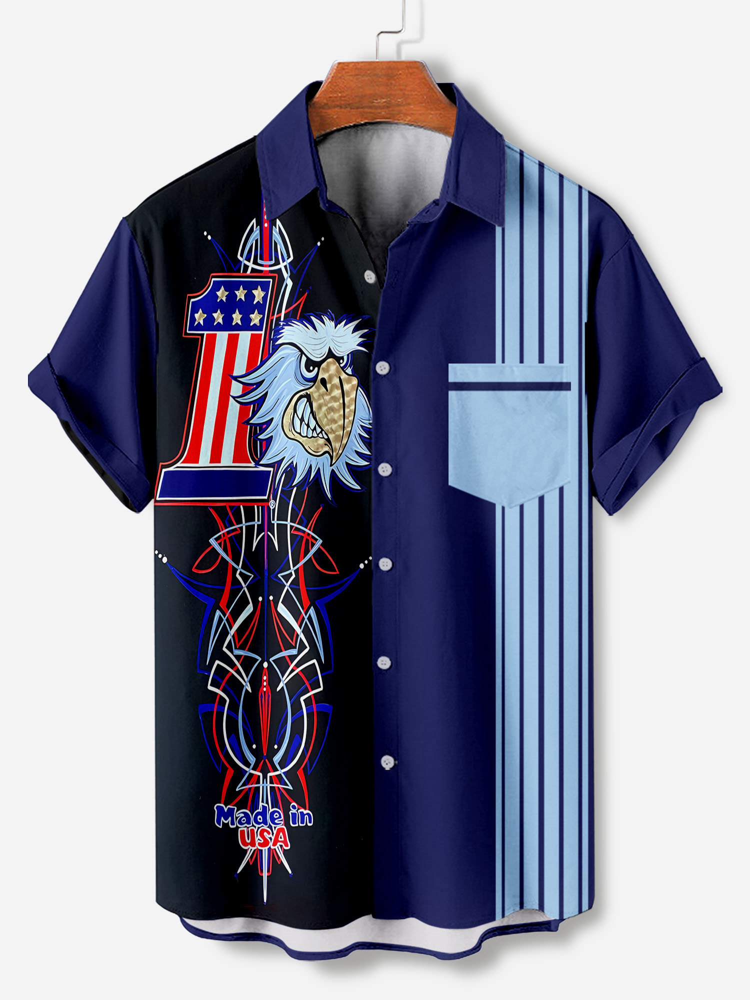 Men's retro cartoon car element short-sleeved shirt