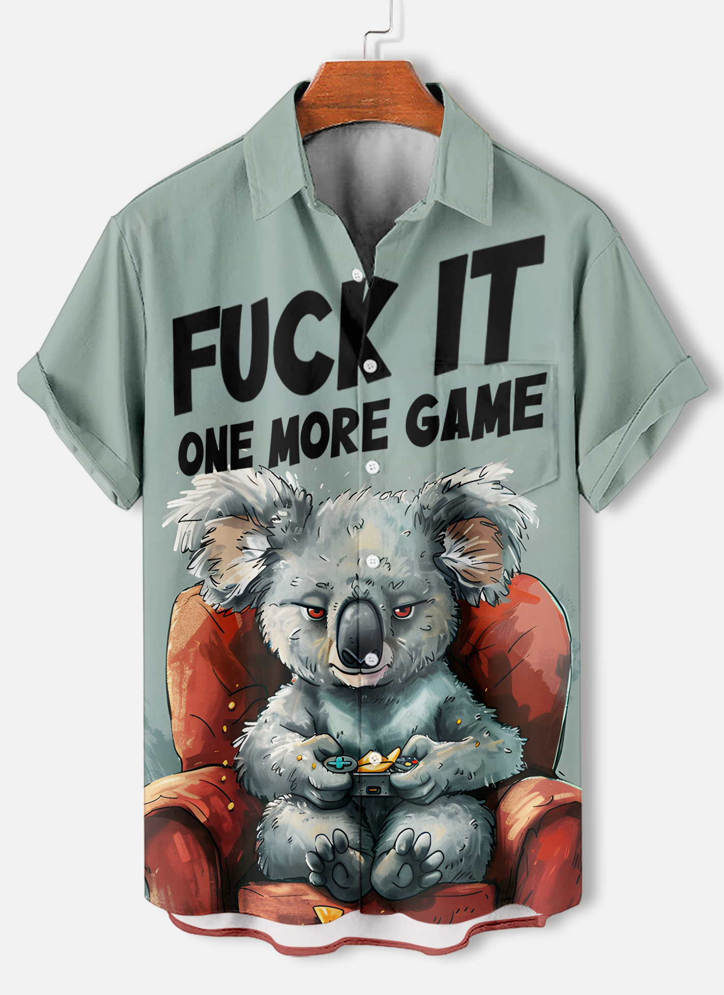Men's funny cartoon animal slogan graphic short sleeve shirt