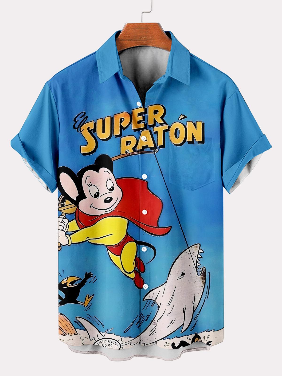 Classic Cartoon pattern short sleeved shirt