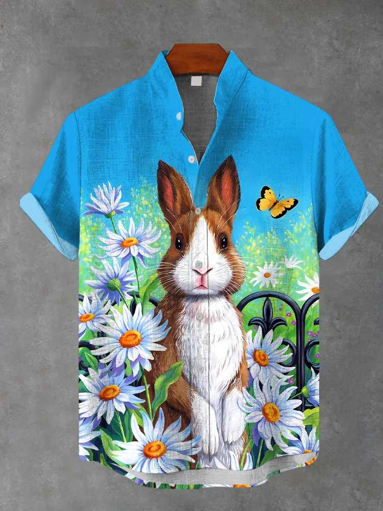 Men's Easter Print Short Sleeve Shirt
