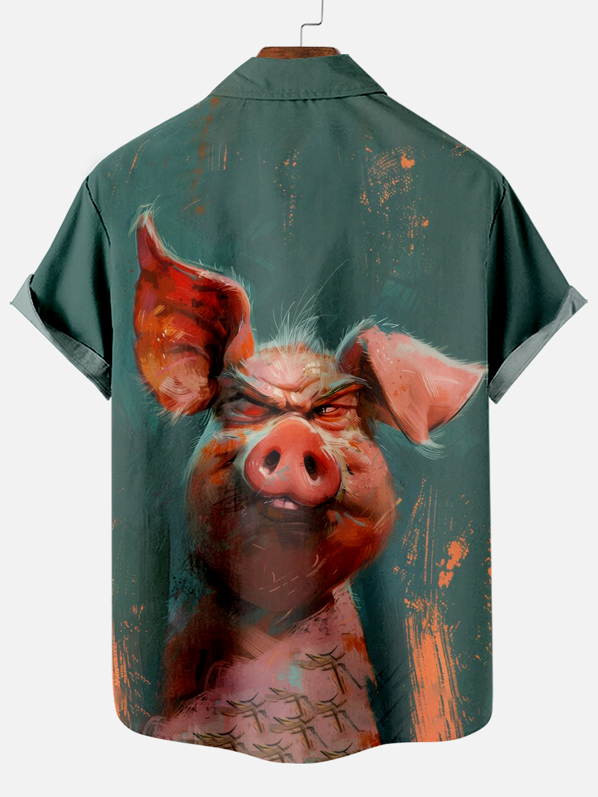 Retro Funny Pig Animal Short Sleeve Shirt