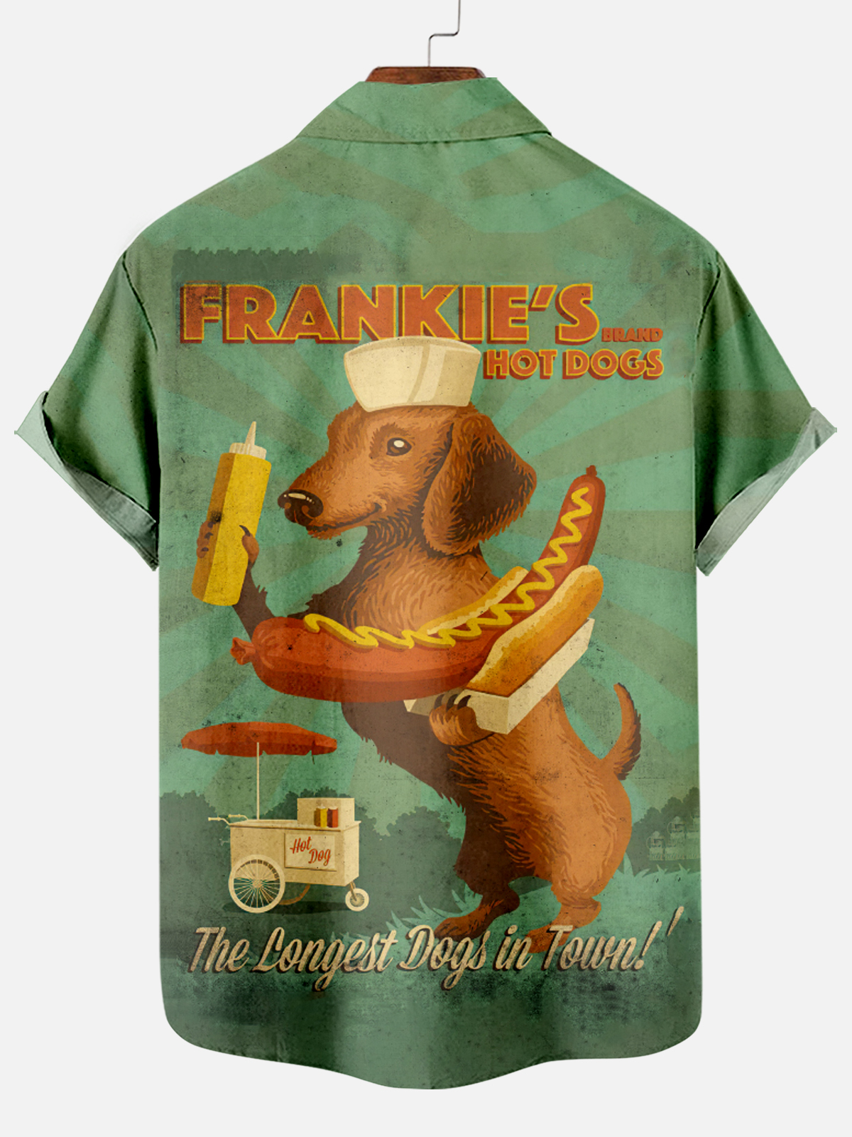 Men's Vintage Dachshund Graphic Print Hawaiian Short Sleeve Shirt