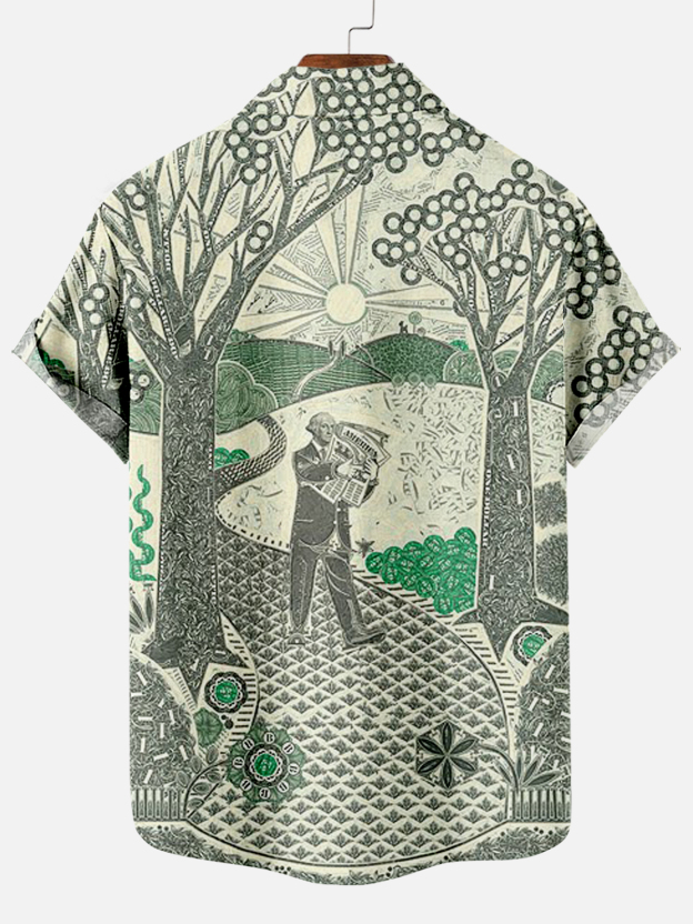 Men's Dollar Pattern Art Short Sleeve Shirt