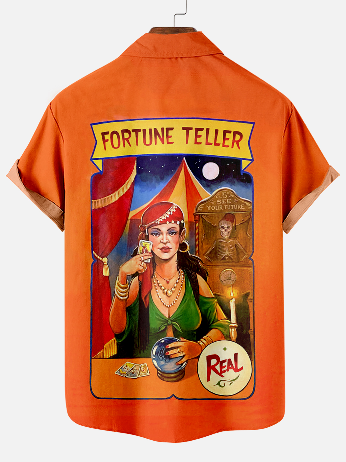 Men's Vintage Circus Pattern Casual Short Sleeve Shirt