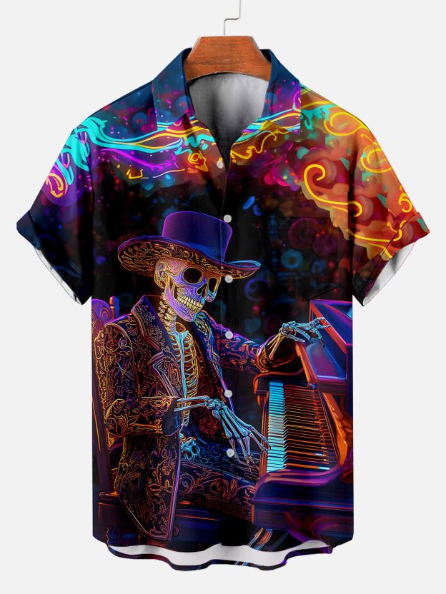 Men's Hawaiian Fun Little Yellow Duck Holiday Casual Short Sleeve Shir