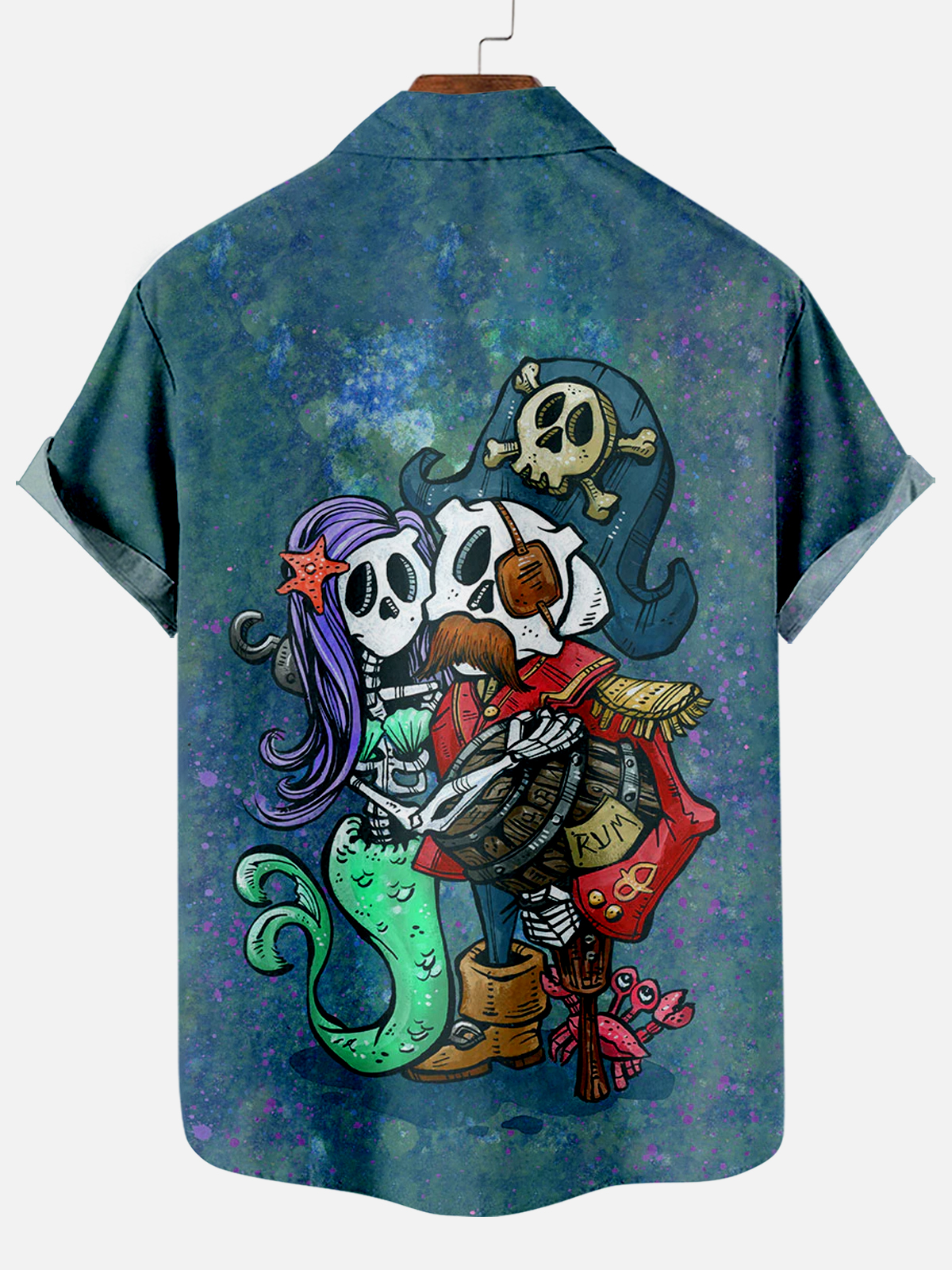 Men's Classic Day of the Dead Skull Graphic Short Sleeve Shirt