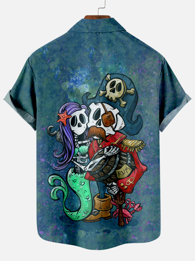 Men's Classic Day of the Dead Skull Graphic Short Sleeve Shirt