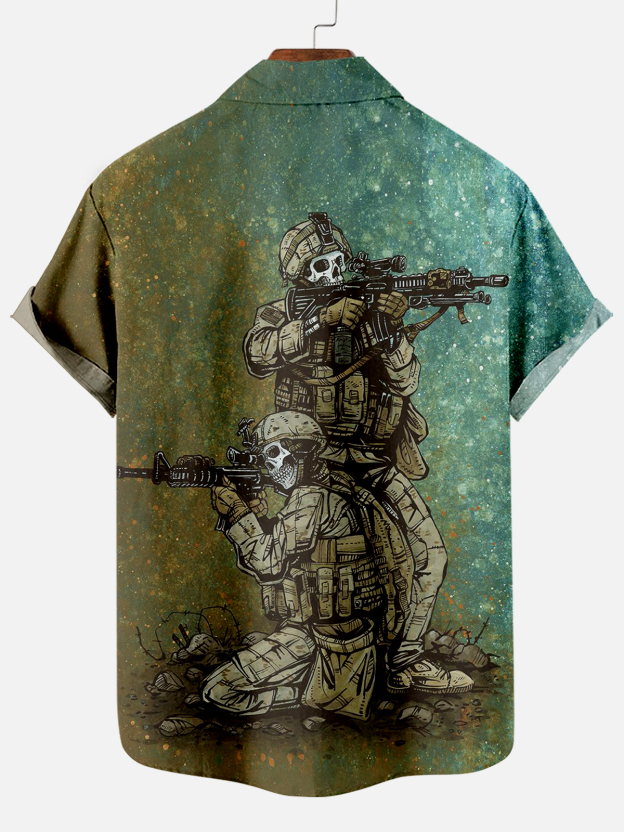 Men's Classic Day of the Dead Skull Graphic Short Sleeve Shirt