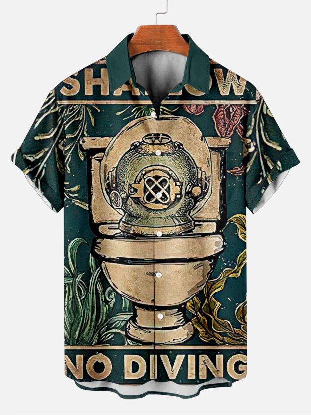 Reggae music skull pattern vacation casual short sleeved shirt