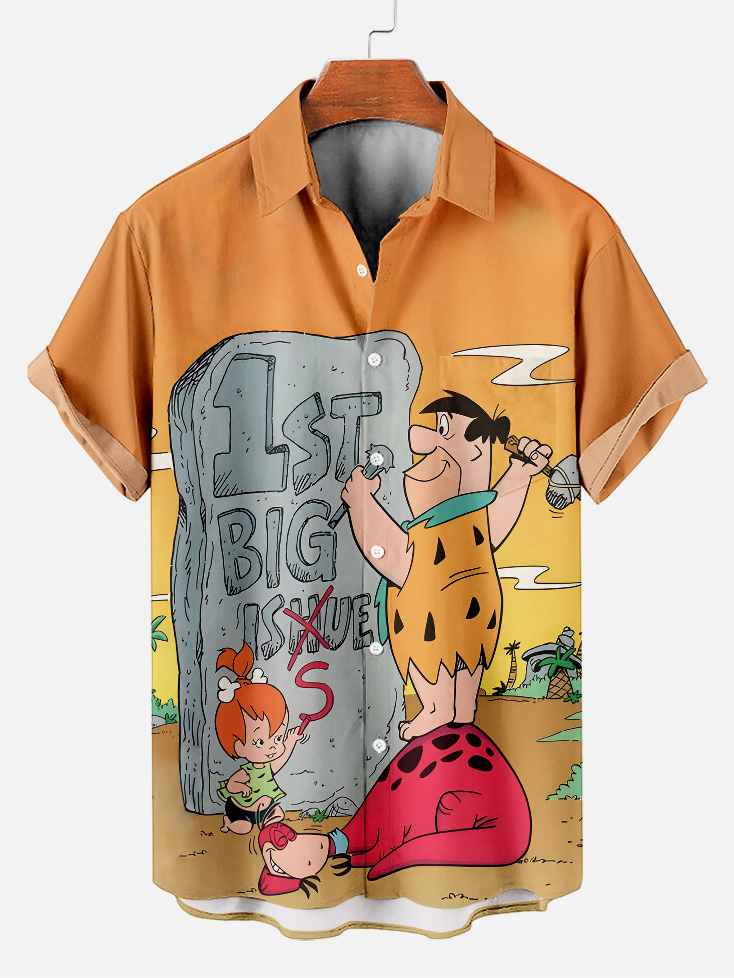 Men's Retro Cartoon Graphic Short Sleeve Shirt