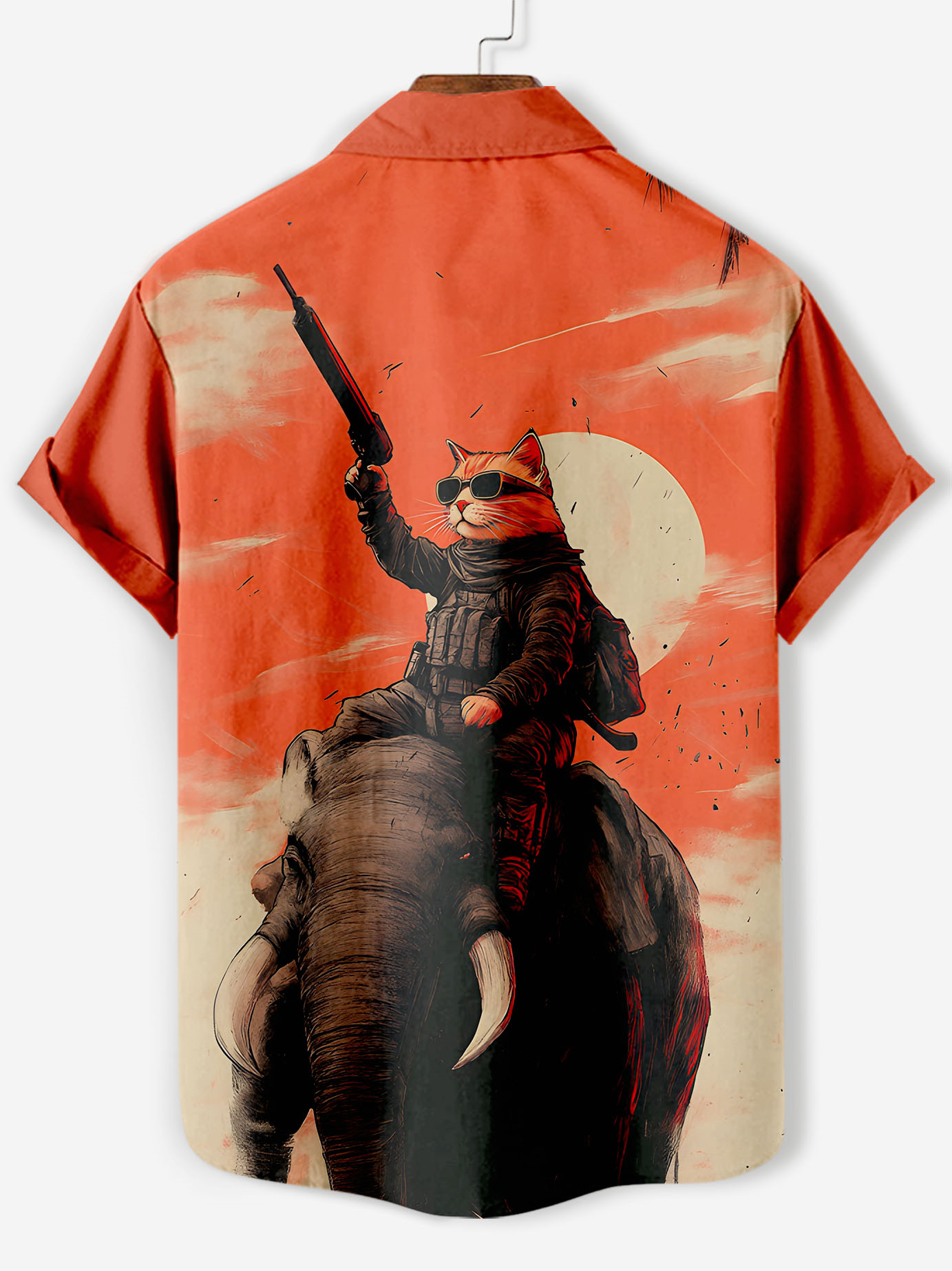 Men's Retro Cartoon Anime Cat Theme Short Sleeve Shirt