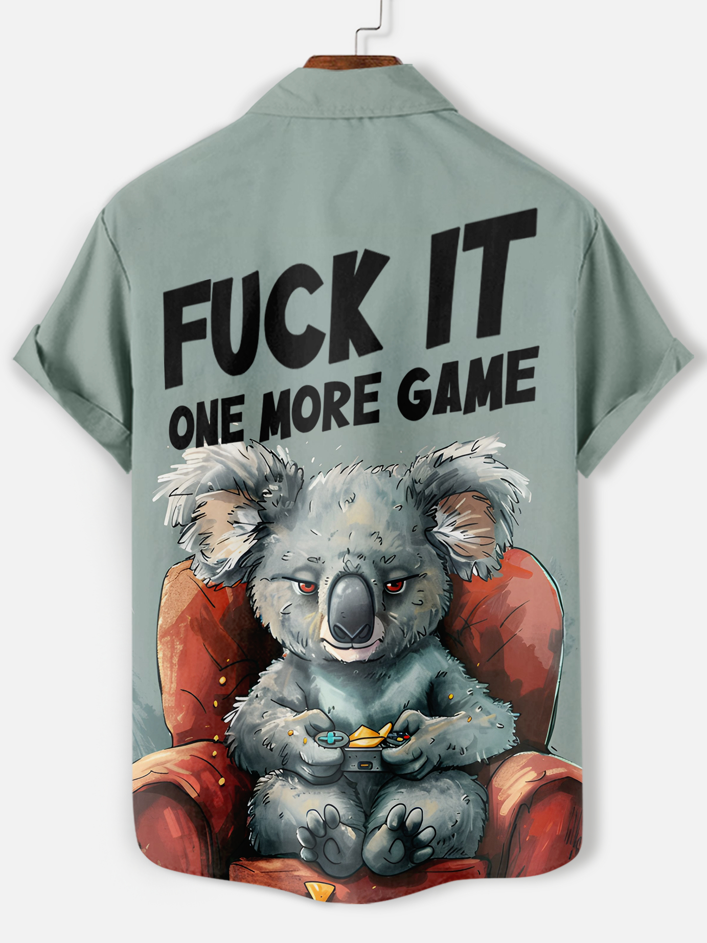 Men's funny cartoon animal slogan graphic short sleeve shirt