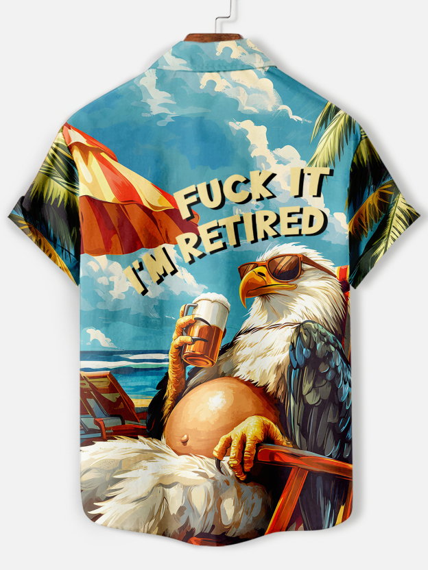 Men's funny cartoon animal slogan graphic short sleeve shirt