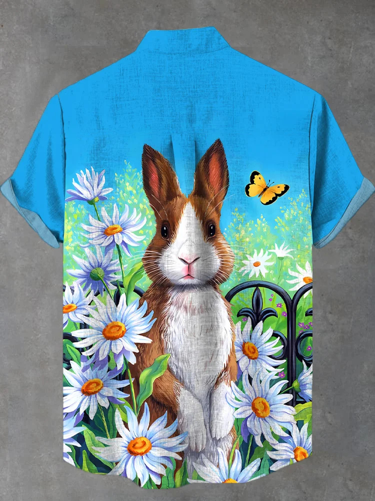 Men's Easter Print Short Sleeve Shirt