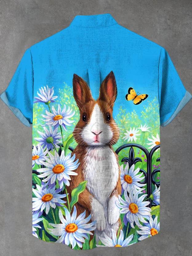 Men's Easter Print Short Sleeve Shirt