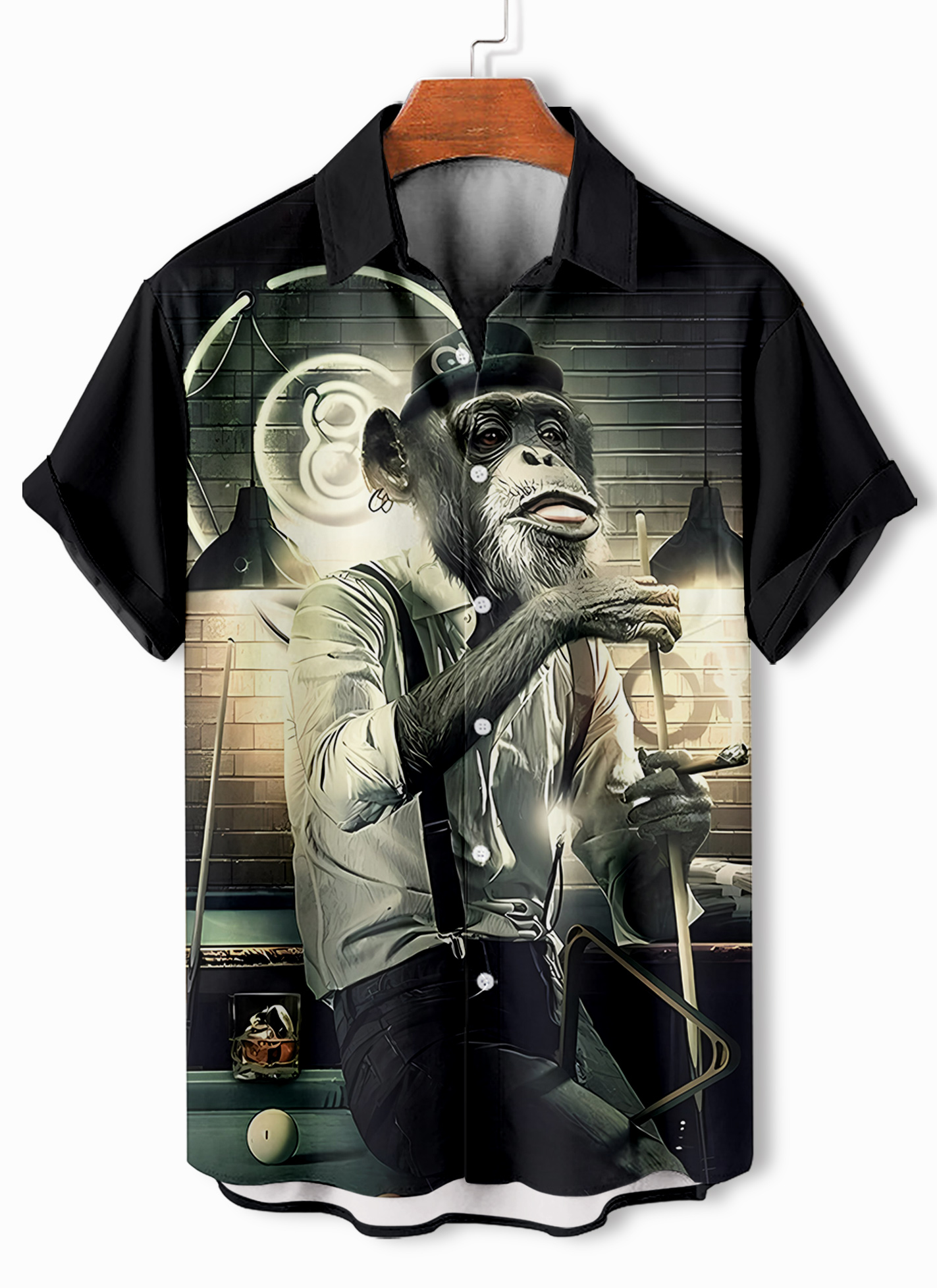 Men's Retro Fun Animal Orangutan Graphic Short Sleeve Shirt