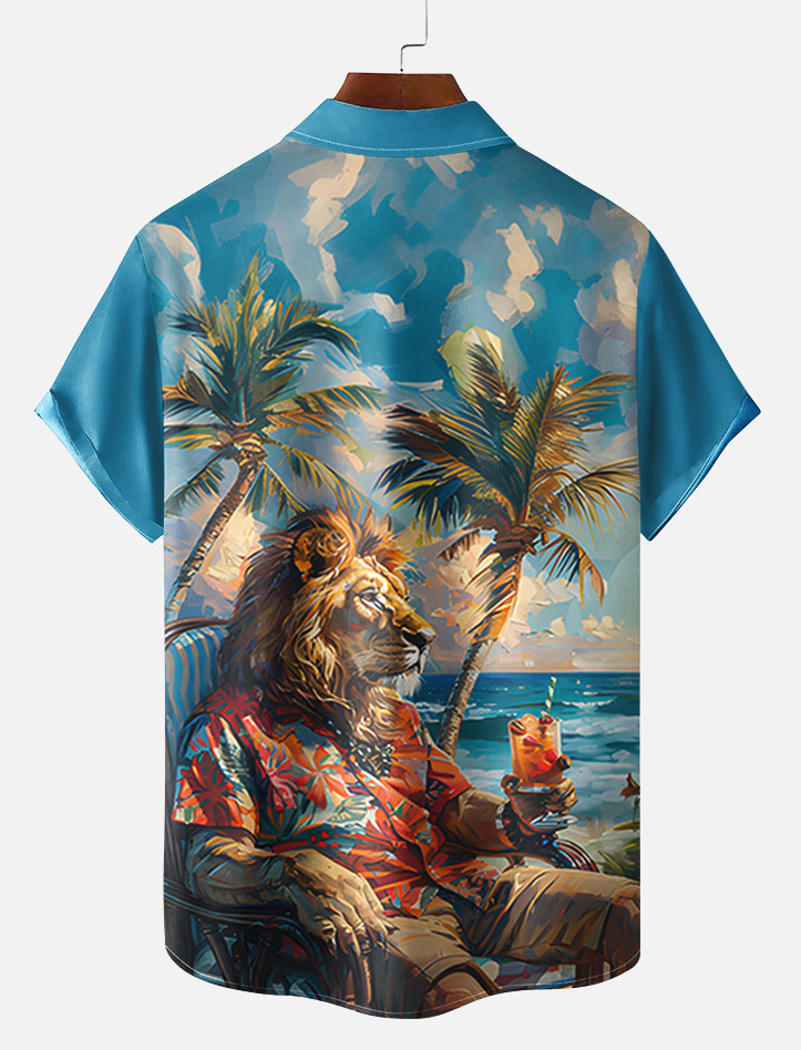 Hawaiian animal print short sleeve shirt