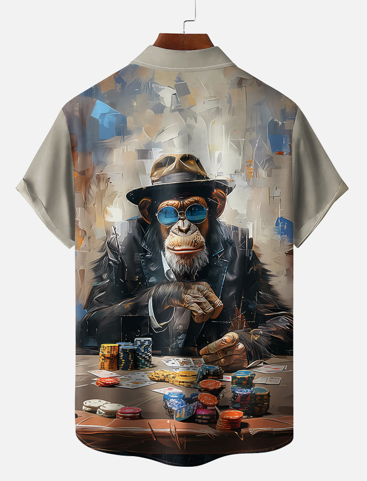 Retro Fashion Animal Print Short Sleeve Shirt