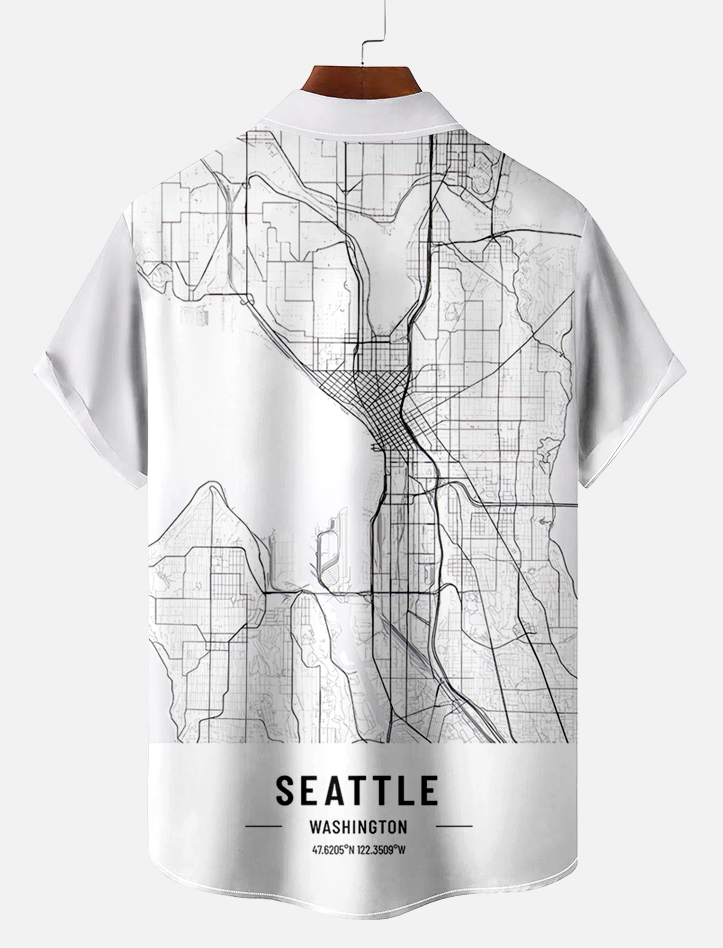 Men's Map Graphic Short Sleeve Shirt